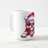 Adortable Mops Hund mit Weihnachtsmannmütze Kaffeetasse (Vorderseite Links)