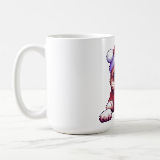 Adortable Mops Hund mit Weihnachtsmannmütze Kaffeetasse (Links)