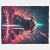 Adortable Mops in futuristischem Robot-Kostüm Fleecedecke (Vorderseite (Horizontal))