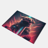 Adortable Mops in futuristischem Robot-Kostüm Fußmatte (Schrägansicht)