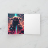 Adortable Mops in futuristischem Robot-Kostüm Karte (Innenseite)