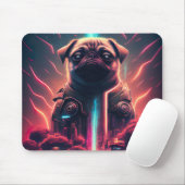 Adortable Mops in futuristischem Robot-Kostüm Mousepad (Mit Mouse)