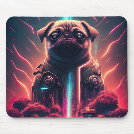 Adortable Mops in futuristischem Robot-Kostüm Mousepad (Vorne)