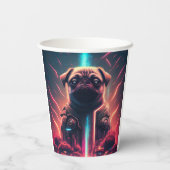 Adortable Mops in futuristischem Robot-Kostüm Pappbecher (Rückseite)