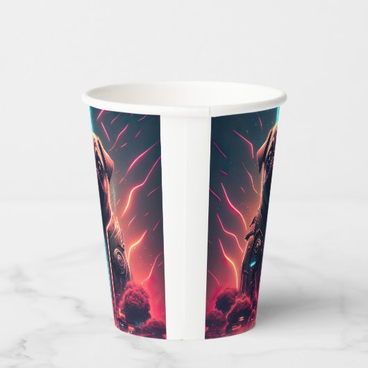 Adortable Mops in futuristischem Robot-Kostüm Pappbecher (Rechts)