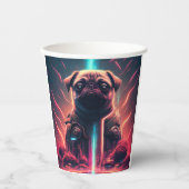 Adortable Mops in futuristischem Robot-Kostüm Pappbecher (Vorderseite)