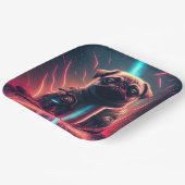 Adortable Mops in futuristischem Robot-Kostüm Pappteller (Gewinkelt)