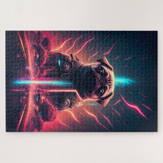 Adortable Mops in futuristischem Robot-Kostüm Puzzle (Horizontal)
