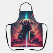 Adortable Mops in futuristischem Robot-Kostüm Schürze (Vorderseite)