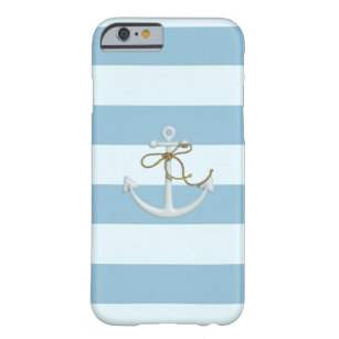 Adortable Nautical Anchor auf hellblauen Streifen Barely There iPhone 6 Hülle