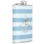 Adortable Nautical Anchor auf hellblauen Streifen Flachmann (Rechts)