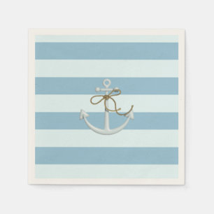 Adortable Nautical Anchor auf hellblauen Streifen Serviette