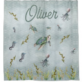 Adortable Nautical Sea Creatures Turtle KIds Baby Duschvorhang (Vorderseite)