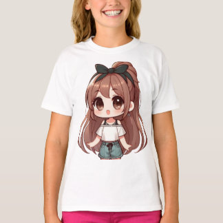 Adortable niedliche Cartoon Girl T-Shirt