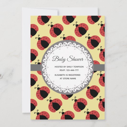 Adortable niedliche Cartoon Ladybug Babydusche Ein Einladung (Rückseite)
