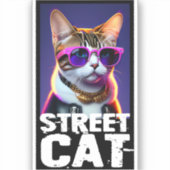 Adortable Niedliche Katze in Lederjacke Aufkleber (Vorderseite)