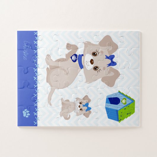 Adortable Niedliche Mommy Dog mit Welpenkind Puzzle (Horizontal)
