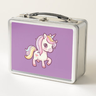 Adortable Niedliche Pastel Unicorn Metall Brotdose