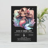 Adortable Ocean Mermaid Geburtstag Einladung (Stehend Vorderseite)