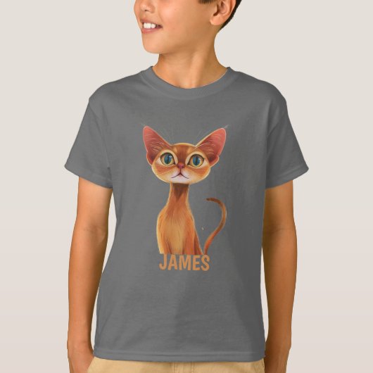 Adortable Orange Abyssinian Cat Personalisiert T-Shirt (Vorderseite)