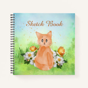 Adortable Orange Cat Sketch Book for Kids Notizblock