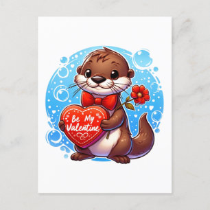 Adortable Otter ist mein Valentine Postkarte