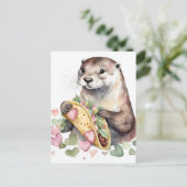Adortable Otter mit TACO Postkarte (Stehend Vorderseite)
