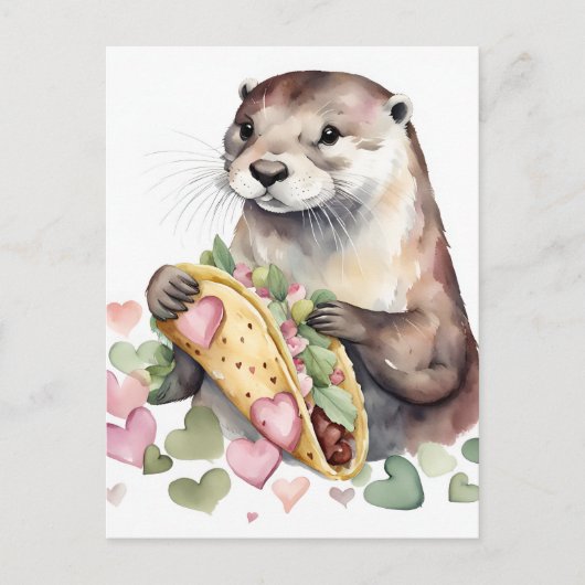 Adortable Otter mit TACO Postkarte (Vorderseite)