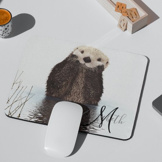 Adortable Otter Niedliches Personalisiertes Monogr Mousepad