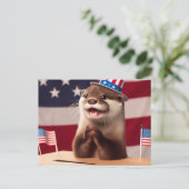 Adortable Otter Patriotic Vote Ballot Postkarte (Stehend Vorderseite)