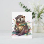 Adortable Otter Weihnachtslicht AI Art Postkarte (Stehend Vorderseite)