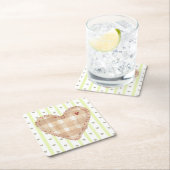 Adortable passend rustikales Herz und Streifen Nie Rechteckiger Pappuntersetzer (Vor Ort)