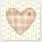 Adortable passend rustikales Herz und Streifen Nie Rechteckiger Pappuntersetzer (Vorderseite)