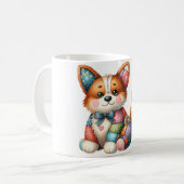 * Adortable Patchwork Dog #5 Digitale Kunst Kaffeetasse (Vorderseite Links)
