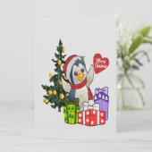 Adortable Penguin Weihnachtskarte Feiertagskarte (Stehend Vorderseite)