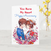 Adortable Personalisiert Anime Couple Anniversary Karte (Gelbe Blume)