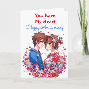 Adortable Personalisiert Anime Couple Anniversary Karte