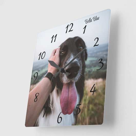 Adortable Personalisierte Hunde Foto Square Wall C Quadratische Wanduhr (Winkel)