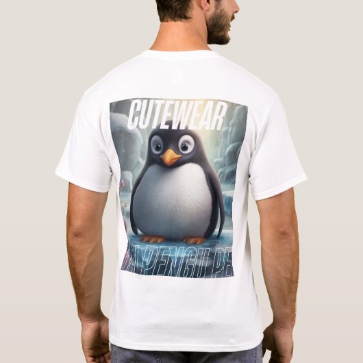 Adortable Pingui im Blumengarten - Niedliche Ästhe T-Shirt (Rückseite)