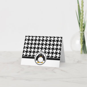Adortable Pinguin Black & White Hahnentrittmuster Dankeskarte