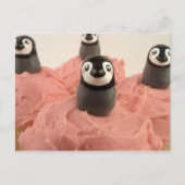 Adortable Pinguin Cupcake Topper Postkarte (Vorderseite)