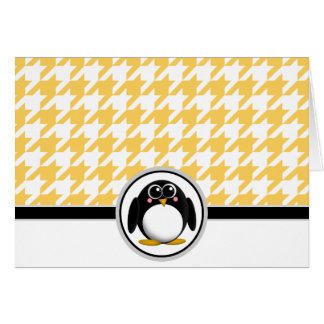 Adortable Pinguin Yellow & White Hahnentrittmuster