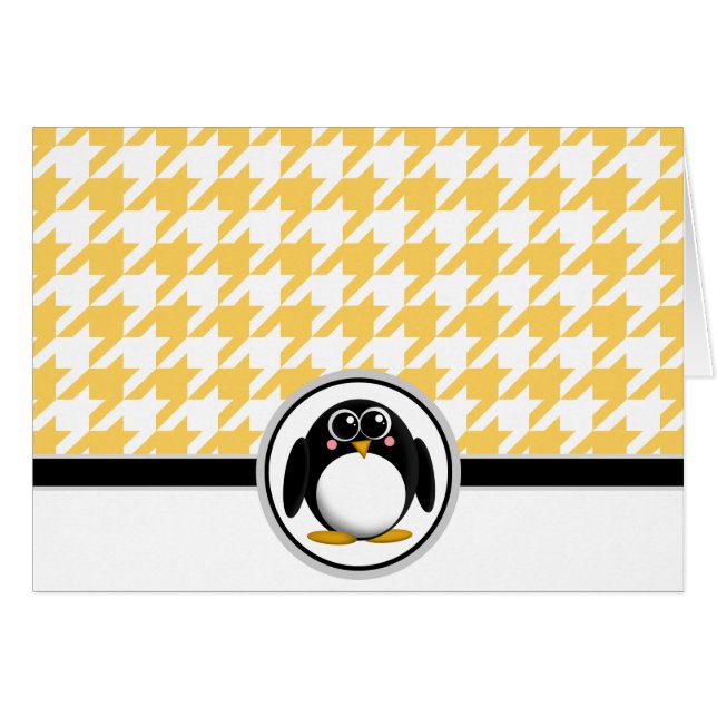Adortable Pinguin Yellow & White Hahnentrittmuster (Vorderseite (Horizontal))