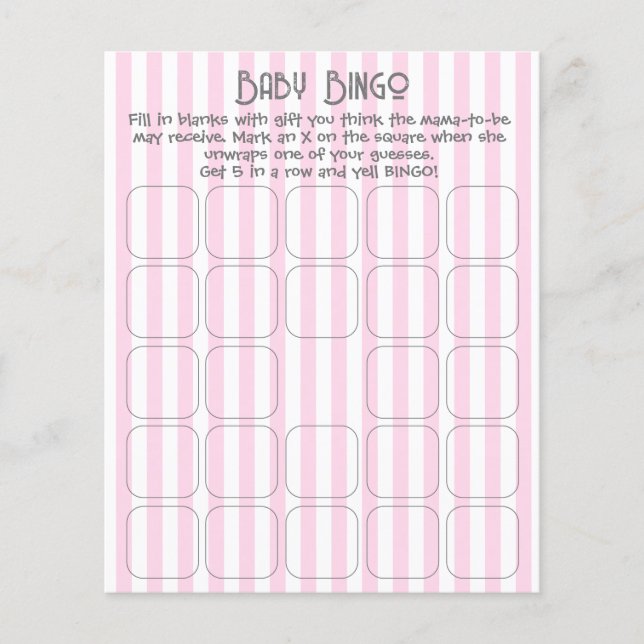 Adortable Pink Strip Bingo Game (Vorderseite)