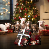 Adortable Pitties Rich Red Christmas Dovers Liebha Geschenkpapier