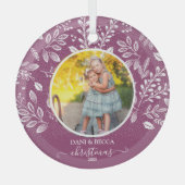 Adortable Plum Christmas Foto Keepake Ornament Aus Glas (Vorderseite)