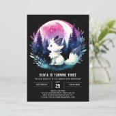 Adortable Printable Wolf Birthday Einladung (Stehend Vorderseite)