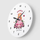 Adortable Prinzessin mit Blume Große Wanduhr (Winkel)