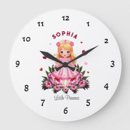 Adortable Prinzessin mit Blume Große Wanduhr