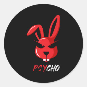 Adortable Psycho Weird Bunny Rabbit Runder Aufkleber